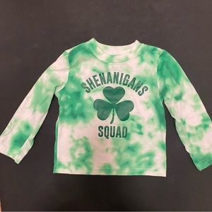 Kids 2T St Patrick's Day long sleeve shirt. Shenanigans squad shirt.